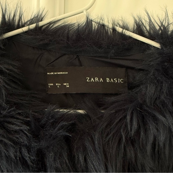 Zara Navy Faux Fur Jacket - Picture 3 of 4